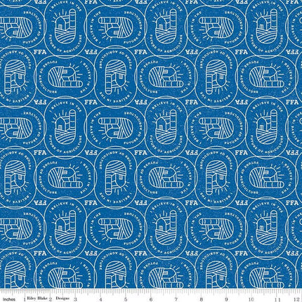 FFA Forever Blue 2 Farm Patch Blue Cotton Fabric