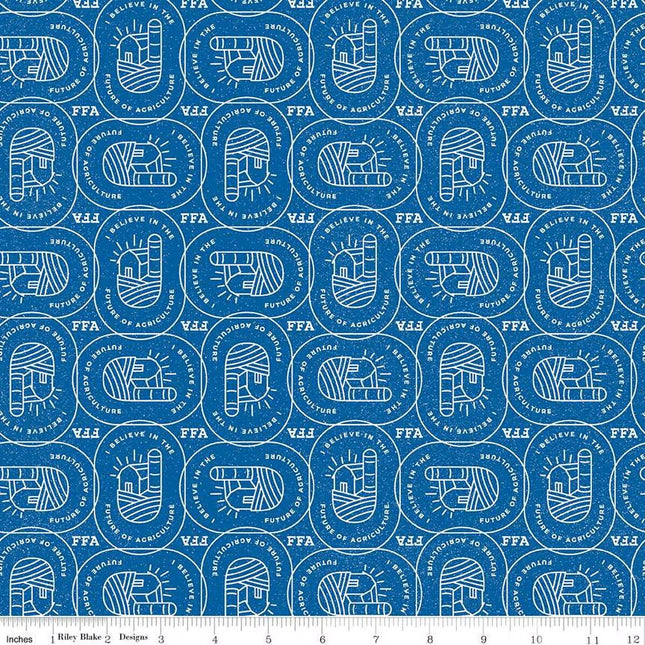 FFA Forever Blue 2 Farm Patch Blue Cotton Fabric