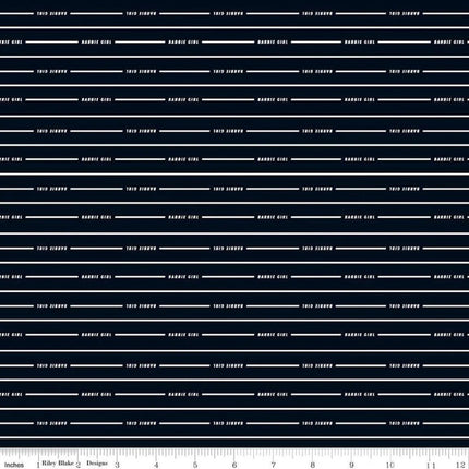 Barbie Girl Stripe Black Cotton Fabric