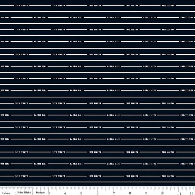 Barbie Girl Stripe Black Cotton Fabric