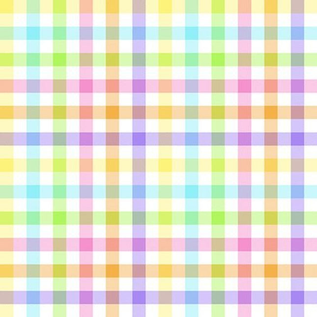 Easter Plaid w/Glitter Cotton Fabric - 3 7/8th Yards