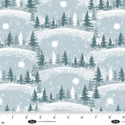 Winter Whispers Landscape Light Blue Cotton Fabric