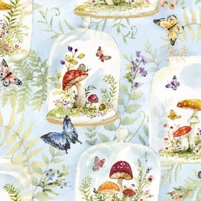 Intriguing Mushrooms Mushroom Jars Cotton Fabric