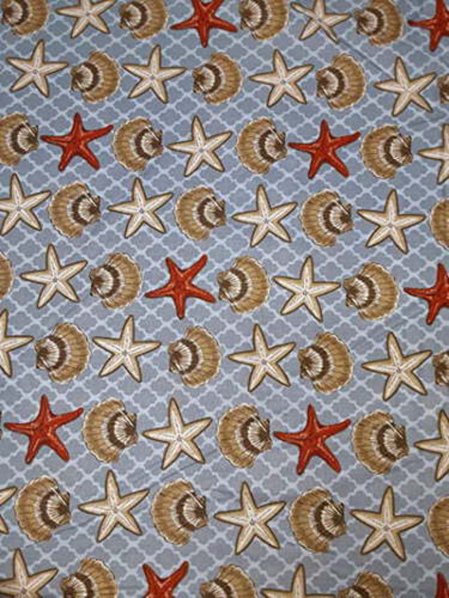 Seashells and Starfish Cotton Fabric