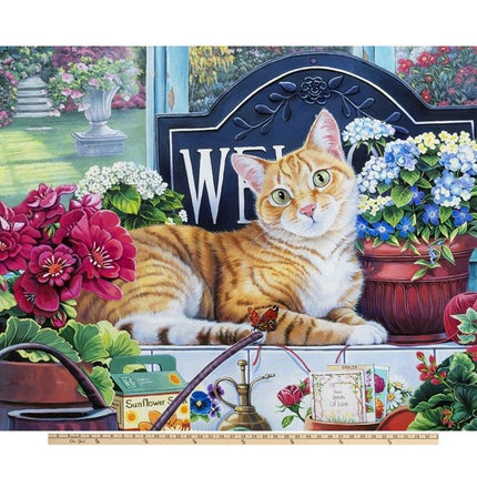 Blossom Cat 45" Wide Panel Fabric