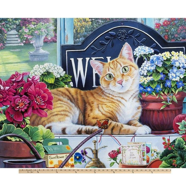 Blossom Cat 45" Wide Panel Fabric
