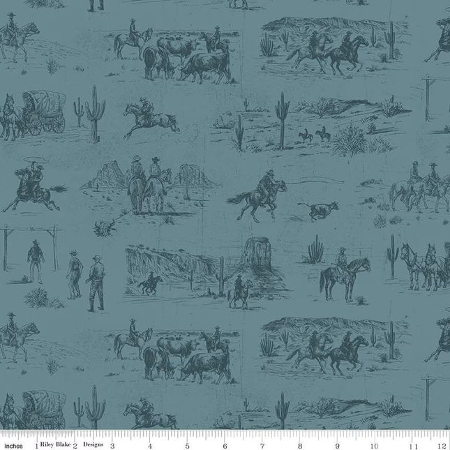 John Wayne American West Main Denim Cotton Fabric