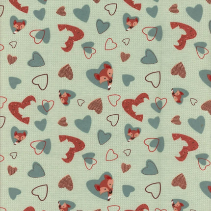 Fox Heart - Sage Flannel Fabric