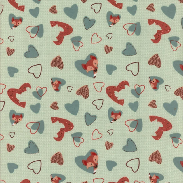 Fox Heart - Sage Flannel Fabric