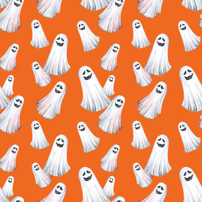 Mischievous Ghosts Allover - Orange Cotton Fabric