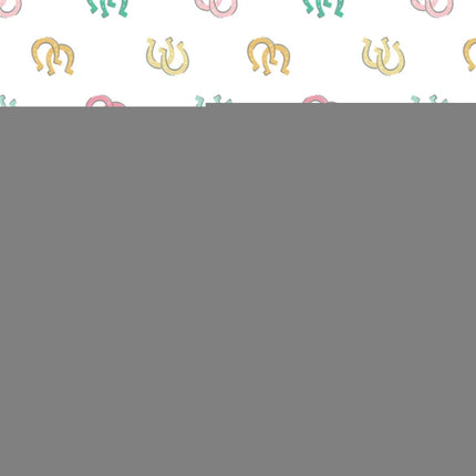 Lucky Horseshoes White Flannel Fabric