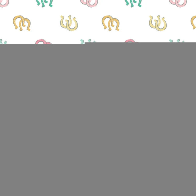 Lucky Horseshoes White Flannel Fabric