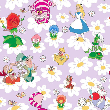 Alice and Friends Among Daisies Cotton Fabric