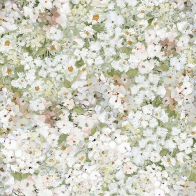 Hydrangea Reverie White Floral Cotton Fabric