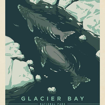 National Parks Glacier Bay Poster Panel Cotton Fabric
