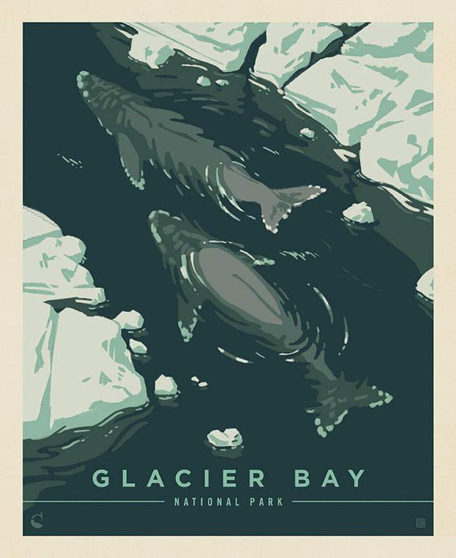 National Parks Glacier Bay Poster Panel Cotton Fabric