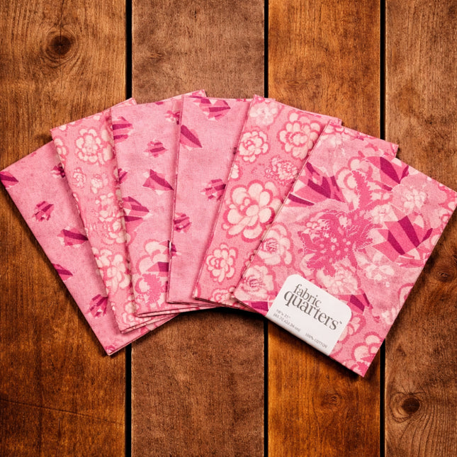 6 Fat Quarters- Pink Florals & Crystals Fat Quarter Bundle