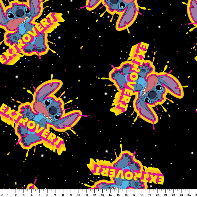 Disney Stitch Neon "Extrovert" Fleece Fabric