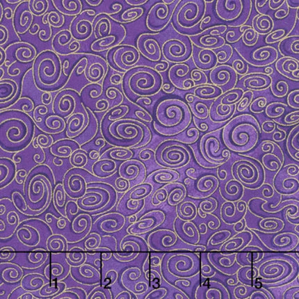 TT Dragonfly Swirls Purple Met Cotton Fabric