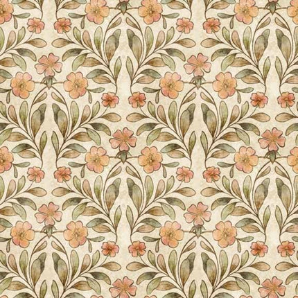Cotton Tails Floral Cream Cotton Fabric