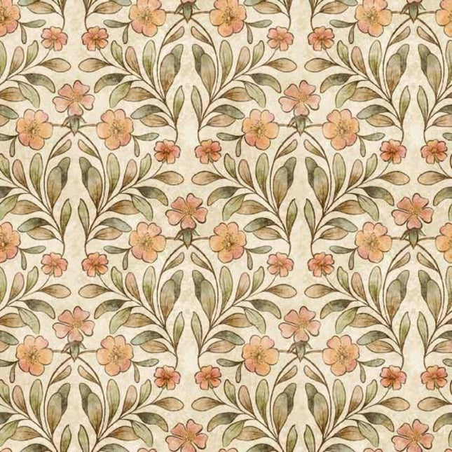 Cotton Tails Floral Cream Cotton Fabric