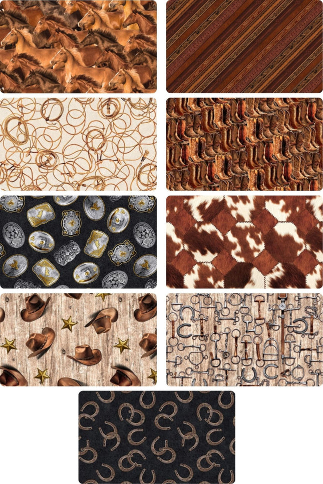 Assorted Spurs & Spirit Flat Fold Assortment 20 Yard Bundle Cotton Fabric