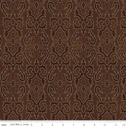 John Wayne American West Boot Stitching Brown Cotton Fabric