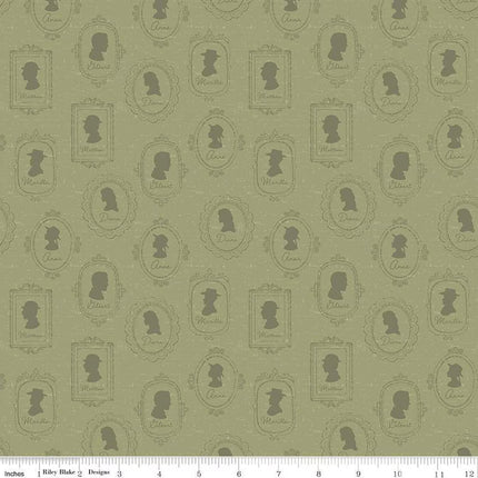 Anne of Green Gables Silhouettes Green Cotton Fabric