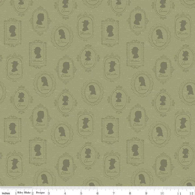 Anne of Green Gables Silhouettes Green Cotton Fabric