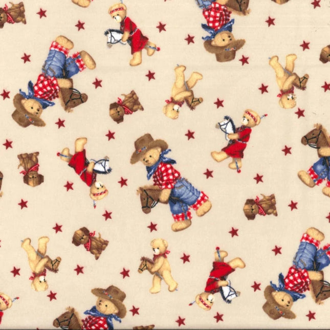 Teddy Bear Western Flannel Fabric
