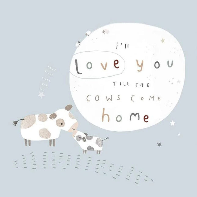 Till the Cows Come Home Blue Flannel Panel Fabric
