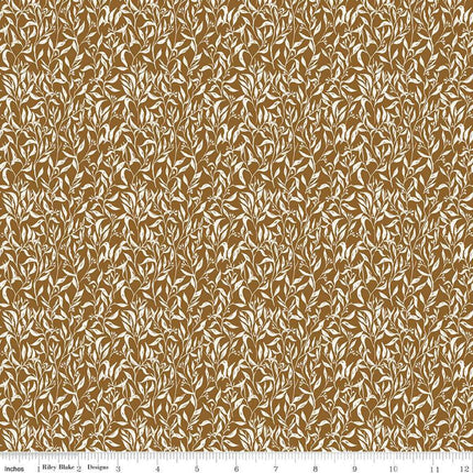 Let's Wander Leaflets Brown Cotton Fabric