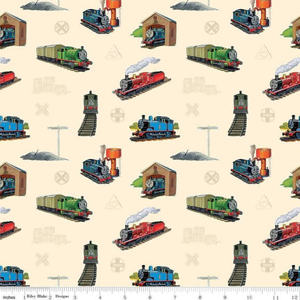 Thomas & Friends™ 80th Anniversary Main Cream Cotton Fabric