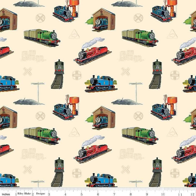 Thomas & Friends™ 80th Anniversary Main Cream Cotton Fabric