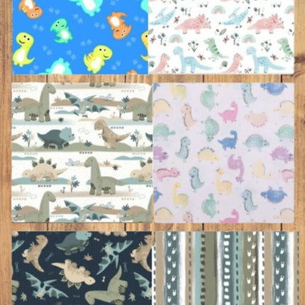 Assorted Dinosaur Flannel Flat Fold Assortment 6, 12, 18, or 24 Yard Bundle