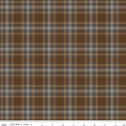 Pine Grove Plaid Brown Cotton Fabric