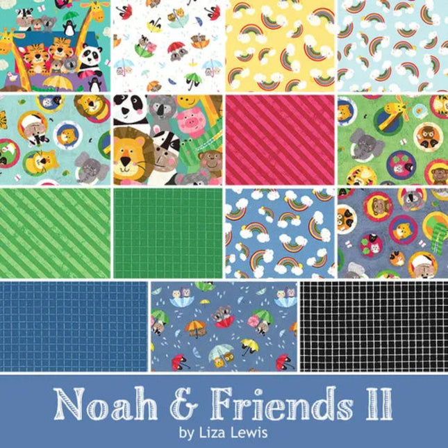 14 Fat Quarters + 23" Panel -  Assorted Noah & Friends II Fat Quarter Bundle