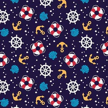 Handmade Valance or Curtain Panel Sea Gear Navy