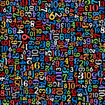 Playtime Numbers Black Flannel Fabric