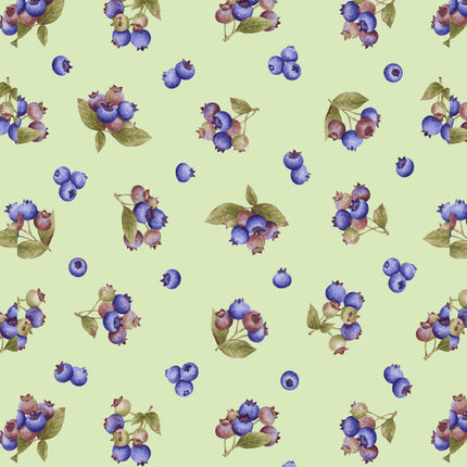 Berrylicious Tossed Blueberry Springs Green/Blue Cotton Fabric