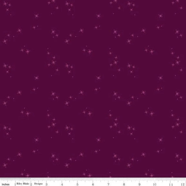 Little Witch Spider Dots Magenta Cotton Fabric