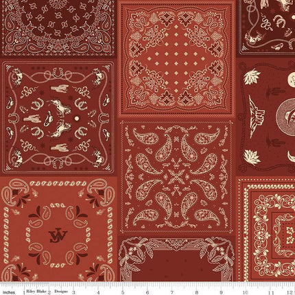 John Wayne American West Bandana Red Cotton Fabric