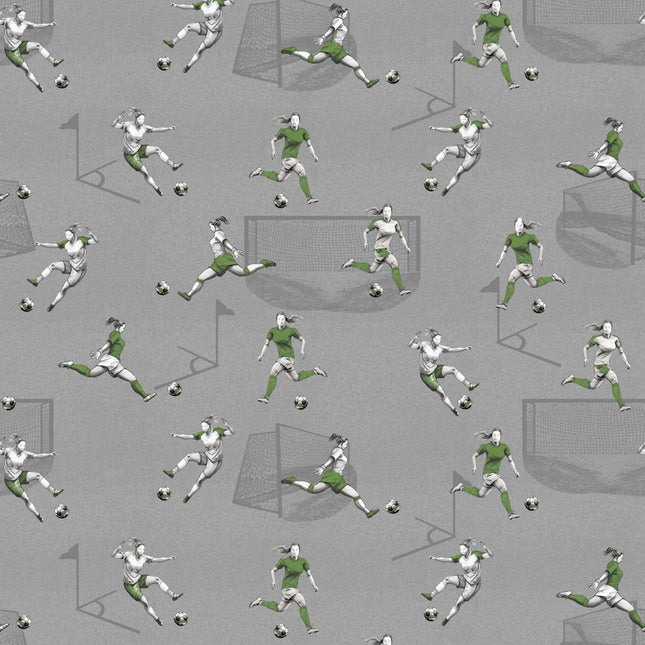Goalbound Lady Soccer Players Cotton Fabric
