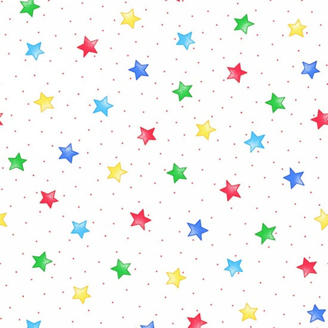 Stars Primary Colors Flannel Fabric