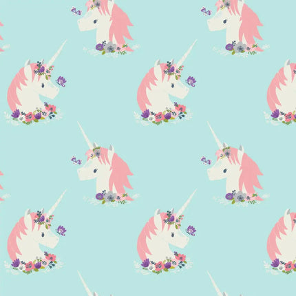 Sky Blue Unicorn Flannel Fabric