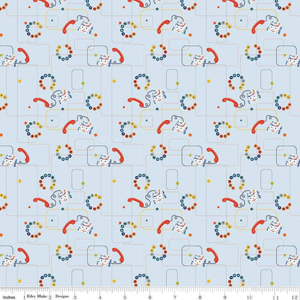 Pop 'n Play Phones Sky Cotton Fabric