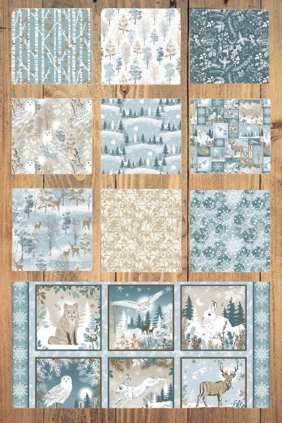 Winter Whispers 1/2 Yard or 1 Yard With Panel Bundle Cotton Fabric