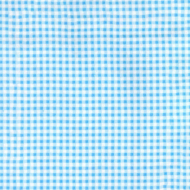 Gingham Plaid Aqua Flannel Fabric