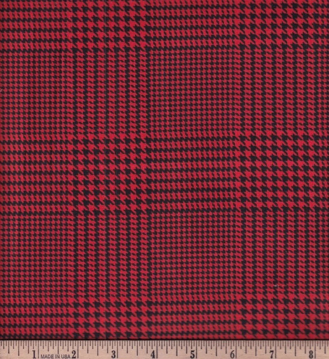 Red Black Small Plaid Cotton Fabric