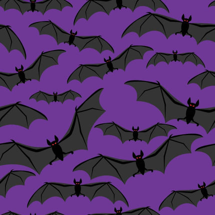 Spooky Bats Allover - Purple Cotton Fabric